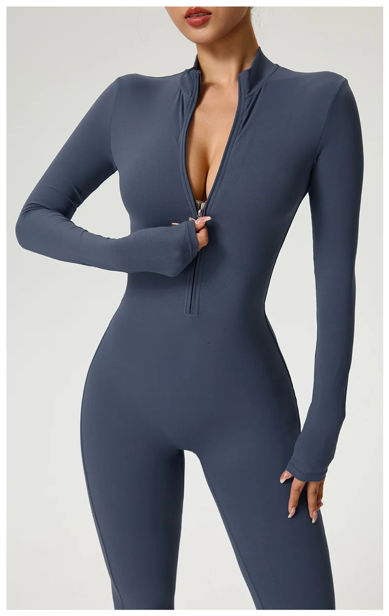 Sleekii Sculpting Front Zip Active Jumpsuit
