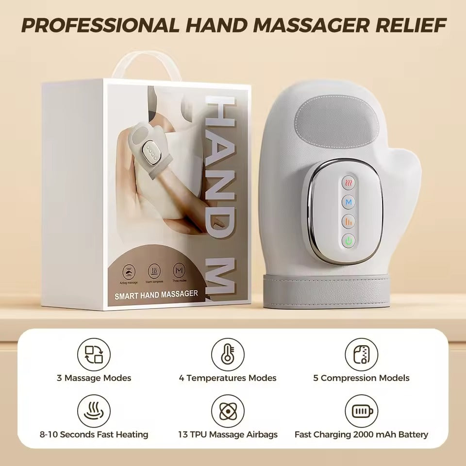 Hand Massager with Airbag Compression Finger Wrist Palm Massage Machine Vibration Glove for Vibration Kneading Finger Relax