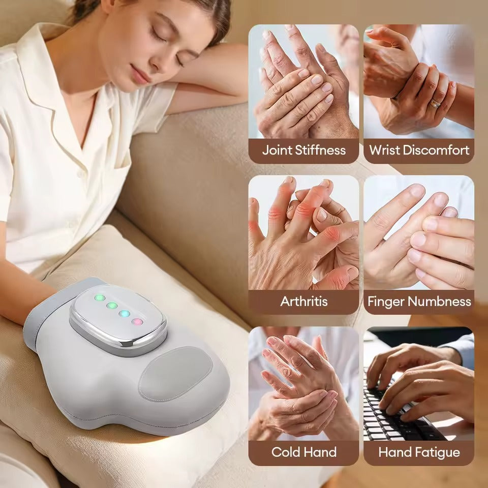 Hand Massager with Airbag Compression Finger Wrist Palm Massage Machine Vibration Glove for Vibration Kneading Finger Relax